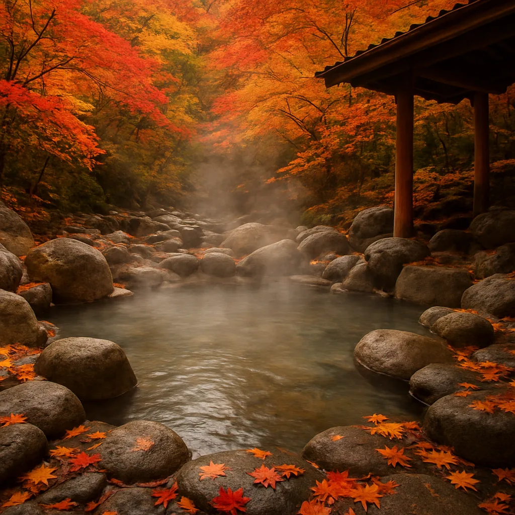 川岩に囲まれた露天温泉